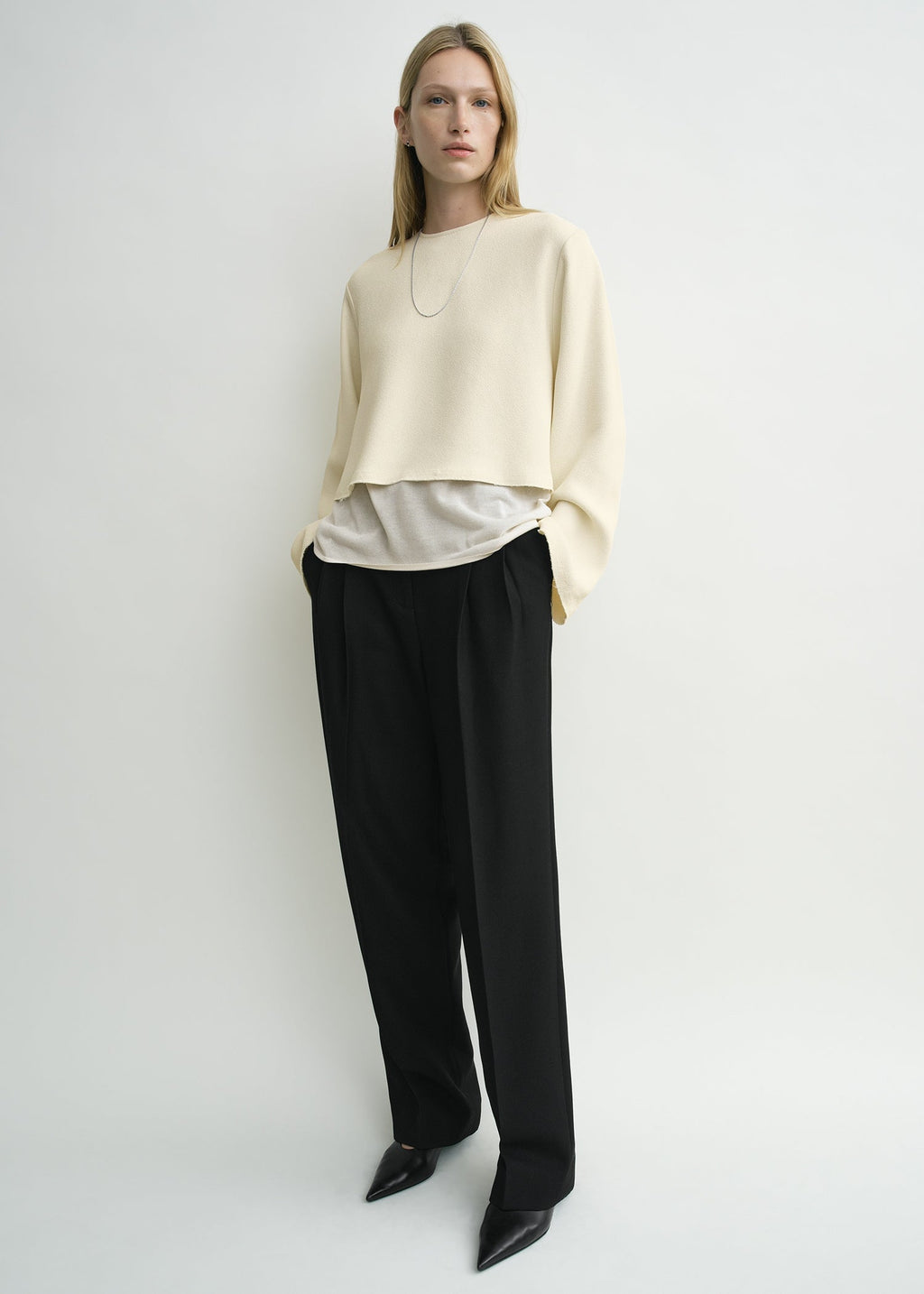 Cropped sablé blouse macadamia petite
