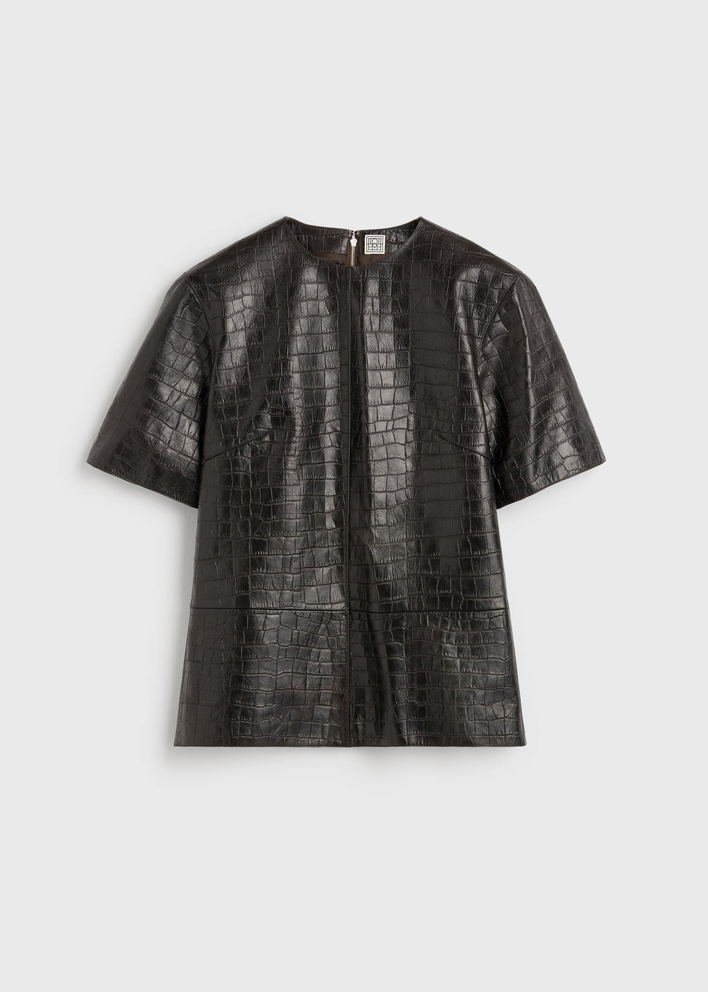 Croco-embossed tee dark brown